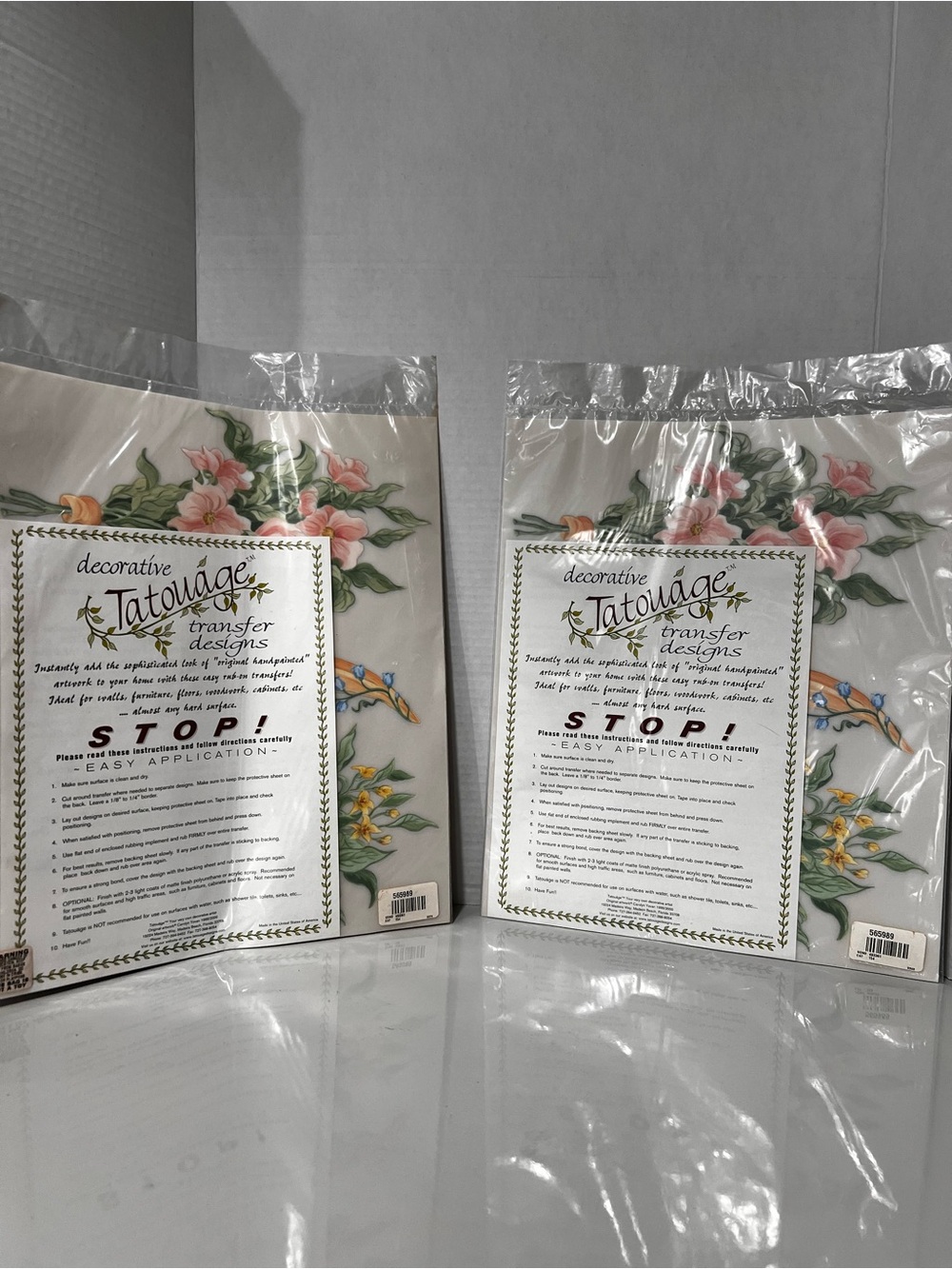 Decorative Tatouage Floral Rub On Transfer Designs Lot of 2 Wall Furniture - Picture 3 of 3